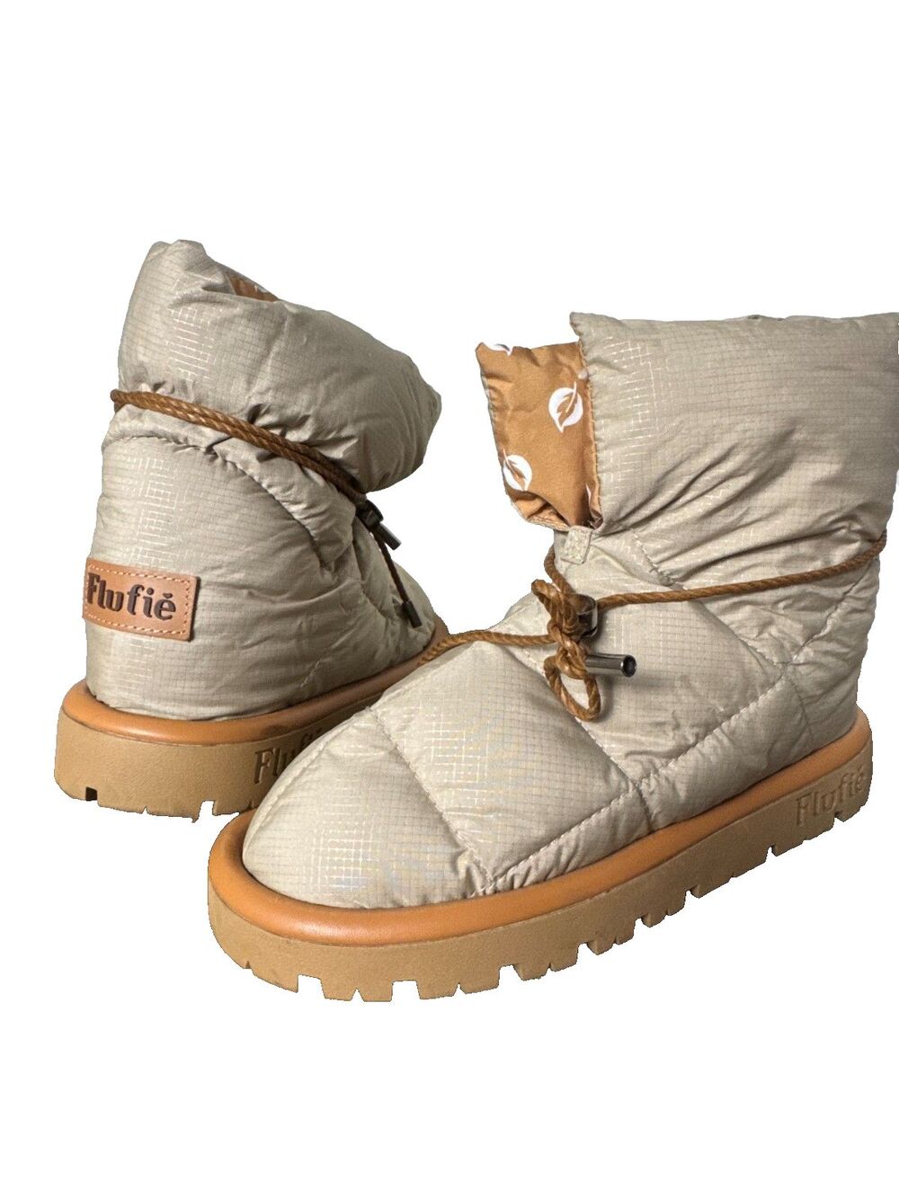 Flufie Goose Down Puffer Snow Boots Apres Ski Khaki Winter Women's 8 EU 39